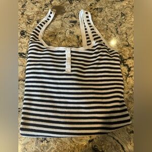 Victoria’s Secret XL Sleepwear Ribbed Knit Stripe Nighgown Tank Navy Blue